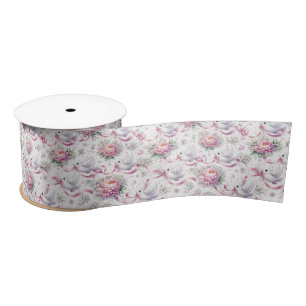 Ruban En Satin Colombes de mariage avec pivoines roses et rubans