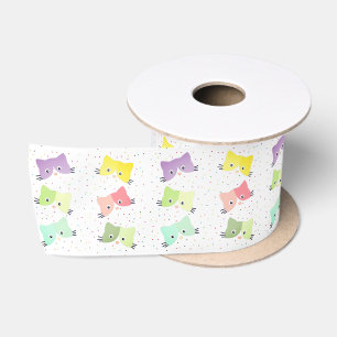 Ruban En Satin Coloré Happy Kittens Motif Satin ruban
