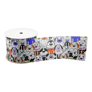 Ruban En Satin Colorful Dog Crowd Pattern Medium Gift Bag