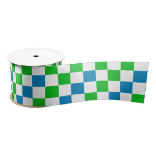Ruban En Satin Conception à carreaux bleu blanc vert