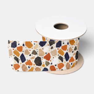 Ruban En Satin Conception Abstraite de Terrazzo Méditerranéen