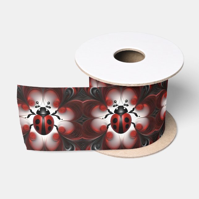 Ruban En Satin Conception artistique abstraite de coccinelle, (Bobine)