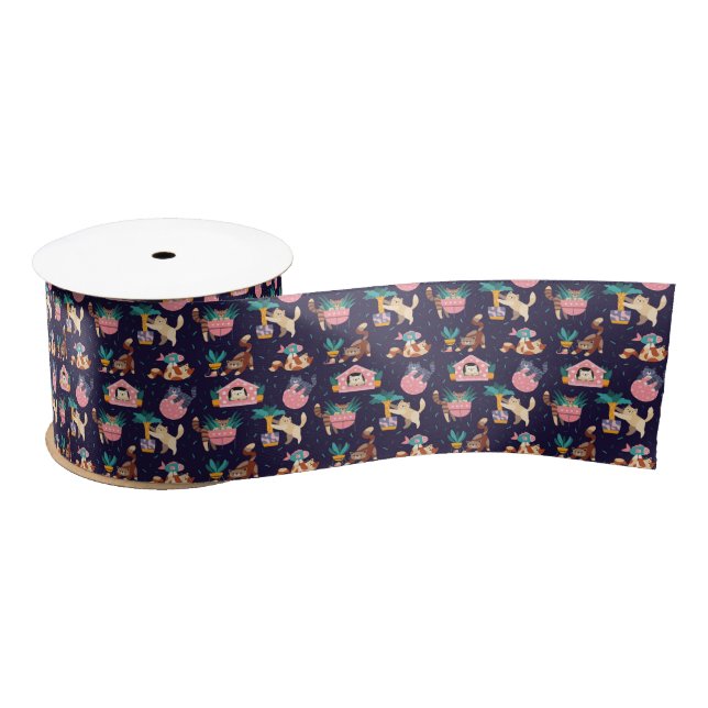 Ruban En Satin Conception d'amant de chat joueur (Bobine)