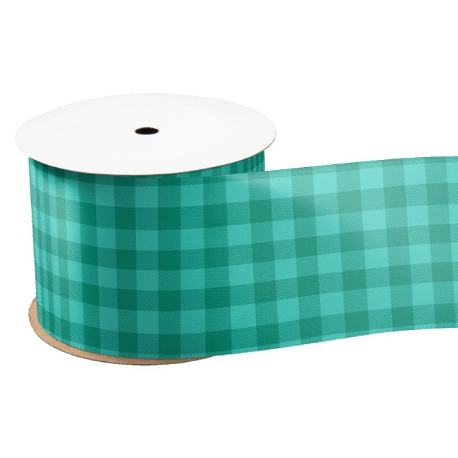 Ruban En Satin Conception de carreaux à gingembre en sarcelle et  (Créateur téléchargé)