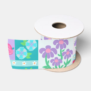 Ruban En Satin Conception de fleurs vibrantes en fleurs