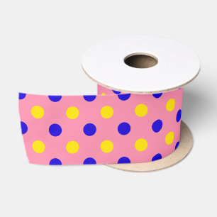 Ruban En Satin Conception de points polka rose bleu jaune