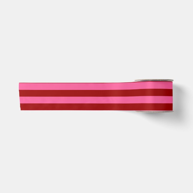 Ruban En Satin Conception de rayures rouges roses bordeaux  (Devant)