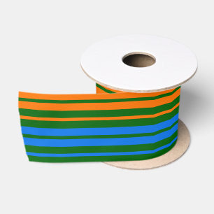 Ruban En Satin Conception de rayures verticales orange bleu vert 