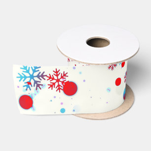 Ruban En Satin Conception des flocons de neige bleus et rouges