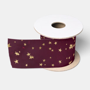 Ruban En Satin Conception d'étoiles dorées célestes élégantes rou