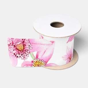 Ruban En Satin Conception d'orchidées à l'aquarelle 15