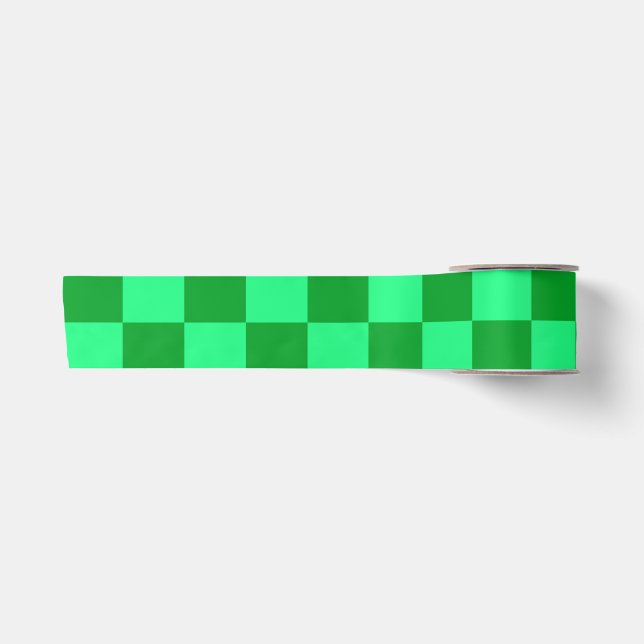 Ruban En Satin Conception du vérificateur vert clair et foncé (Devant)