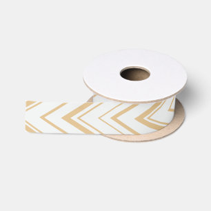 Ruban En Satin Contemporain neutre or motif chevron blanc