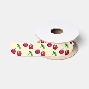 Ruban En Satin Coquette cerise mignonne main-Illustré jaune