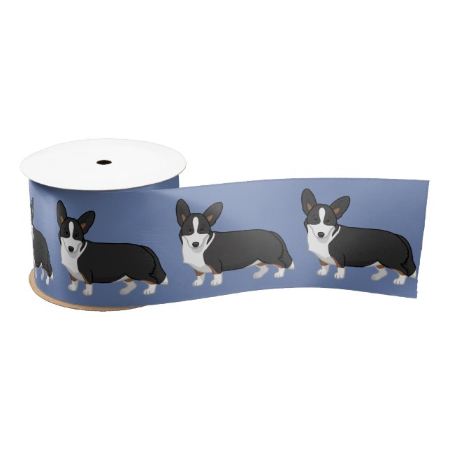 Ruban En Satin Corgi gallois mignon et noir (Bobine)