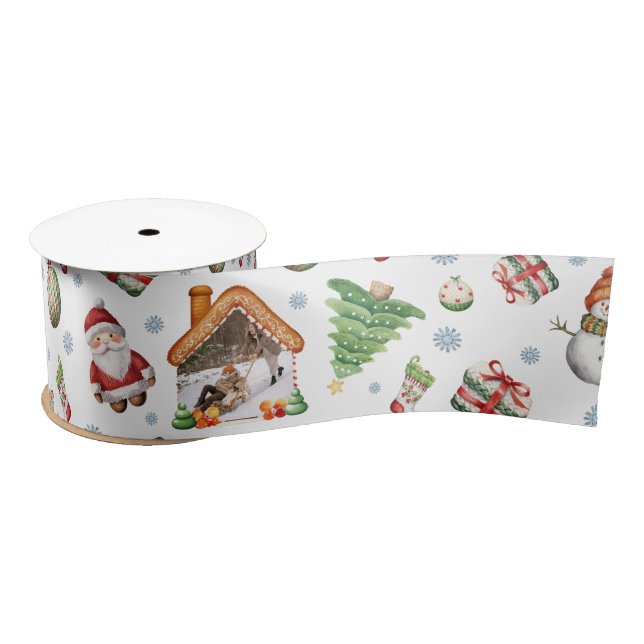Ruban En Satin Cosy Christmas Gingerbred Photo Motif (Bobine)
