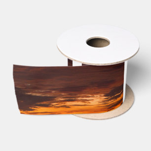 Ruban En Satin Coucher de soleil orange et jaune ciel nuageux