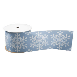 Ruban En Satin Couleur Editable Flakes Bleu et Blanc Noël