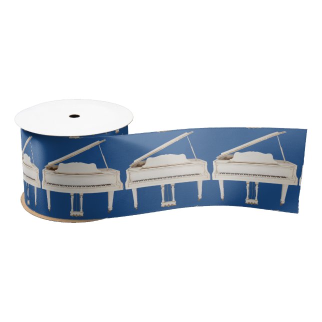 Ruban En Satin Couleur personnalisable blanche d'arrière - plan (Bobine)