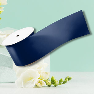 Ruban En Satin Couleur solide Indigo de la marine   Classique et 