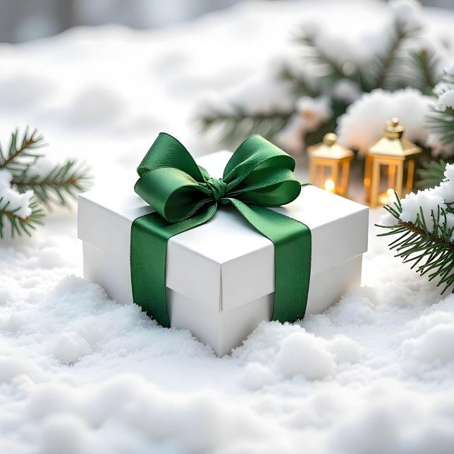 Ruban En Satin Couleur vert foncé Festive #1A4301 Enveloppement c (Festive Dark Green Color #1A4301 Gift Wrapping Satin Ribbon
)