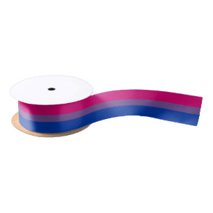 Ruban En Satin Couleurs bisexuelles de drapeau de LGBT 1,5"