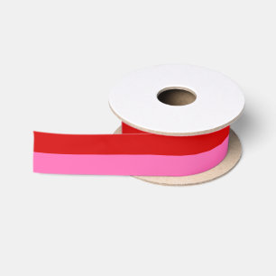 Ruban En Satin Couleurs DIY Deux Bandes Rose Chaud Rouge
