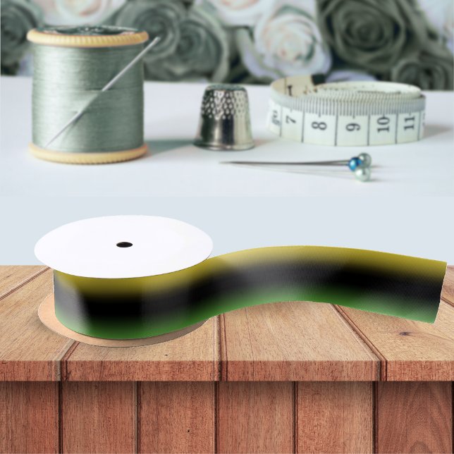 Ruban En Satin Couleurs jamaïcaines dégradantes Noir, Jaune et Ve (gold black and green Jamaica colors ombre gradient ribbon)