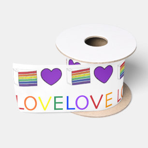 Ruban En Satin Coupe de gâteau Mariage arc-en-ciel Coeur pourpre 