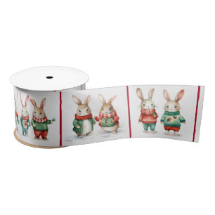 Ruban En Satin Couples de lapin de Noël Cottontail