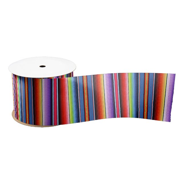 Ruban En Satin Couverture mexicaine Fiesta Stripes Serape Rainbow (Bobine)