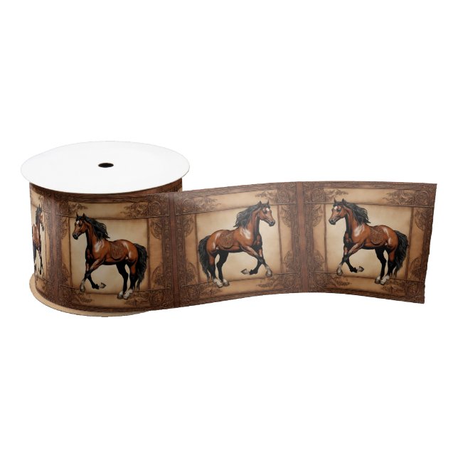 Ruban En Satin Cowboy Pays occidental Cheval Equestre Brown (Bobine)