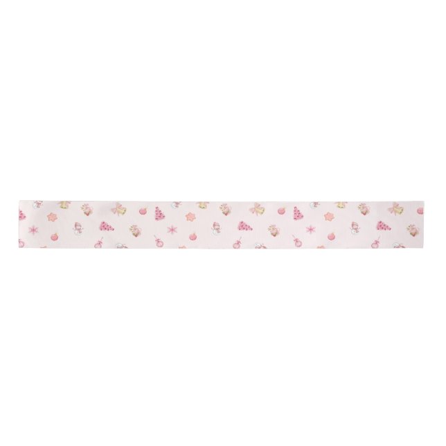 Ruban En Satin Cozy Pink Christmas Pattern (Devant)