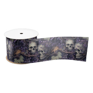 Ruban En Satin Crâne Halloween Vintage