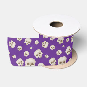 Ruban En Satin Crânes sur ruban satin violet - Halloween gothique
