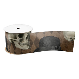 Ruban En Satin Crânes victoriens gothiques chapeau vintage rhombe