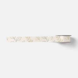 Ruban En Satin Crème Botanique & Feuille de Nature