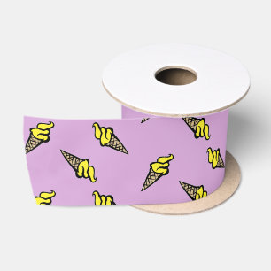 Ruban En Satin Crème glacée jaune sur violet