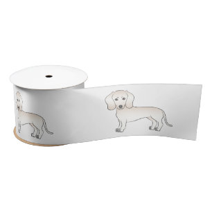 Ruban En Satin Crème Manteau lisse Dachshund mignon Dessin