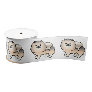 Ruban En Satin Crème Sable Poméranien mignon chien de dessin
