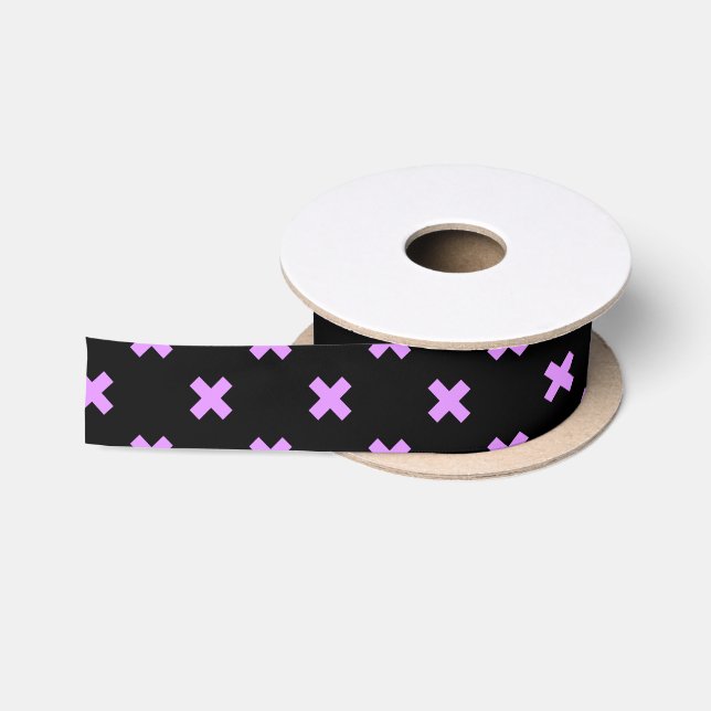 Ruban En Satin Crochets Lilac sur noir (Bobine)