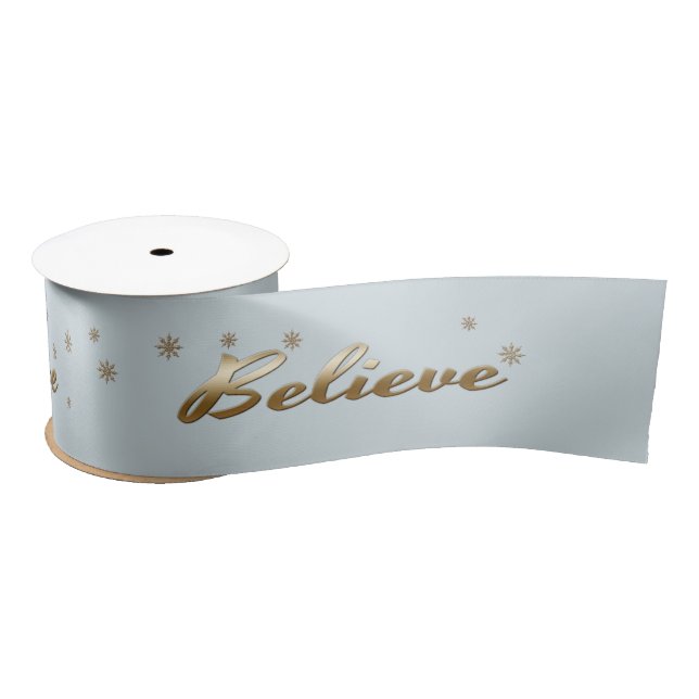 Ruban En Satin Croire Gold Texte design cadeau de vacances (Bobine)
