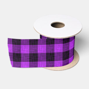 Ruban En Satin Croix à carreaux noir violet Buffalo Check