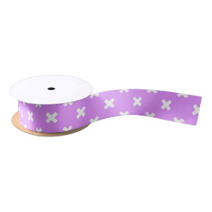 Ruban En Satin Croix blanches sur lilas