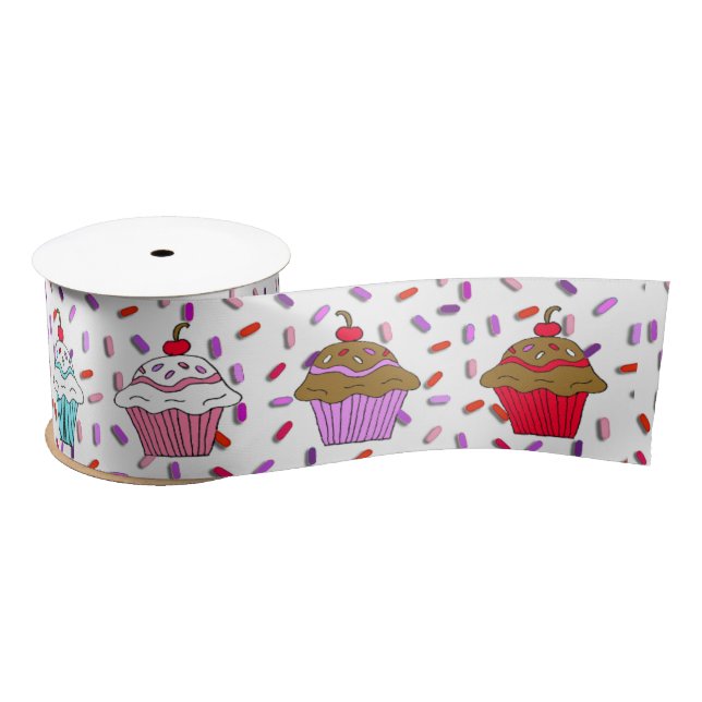 Ruban En Satin Cupcakes et arrosages Whimsical (Bobine)