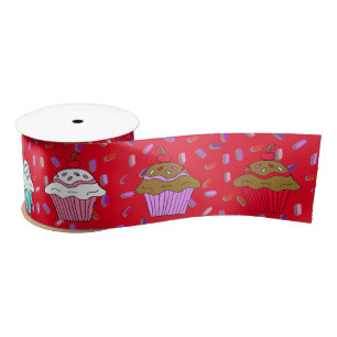 Ruban En Satin Cupcakes Whimsical et arrosages rouges et violets