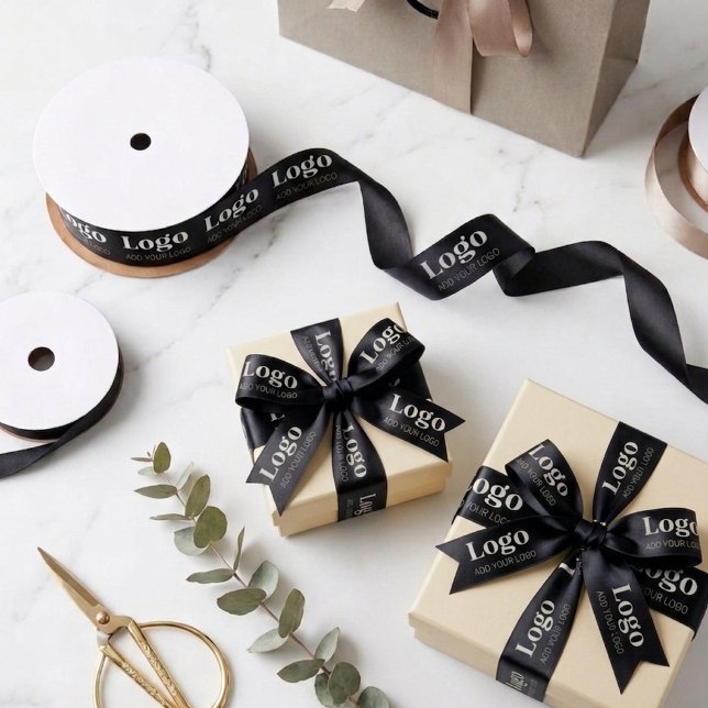 Ruban En Satin Custom Company Logo Branded Business Gift Wrapping (Créateur téléchargé)