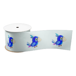 Ruban En Satin Cute Blue Parrot Funny Ribbon