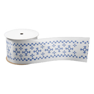 Ruban En Satin Cute Blue Snowflakes Motif Thunder_Cove