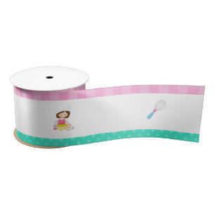 Ruban En Satin Cute Brunette Fille Baking